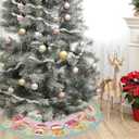 Gingerbread Christmas Tree Skirt, Pink Gingerbread Tree Skirt, Candyland Christmas Decorations for Funny Holiday Party Indoor Decoration Home Decor