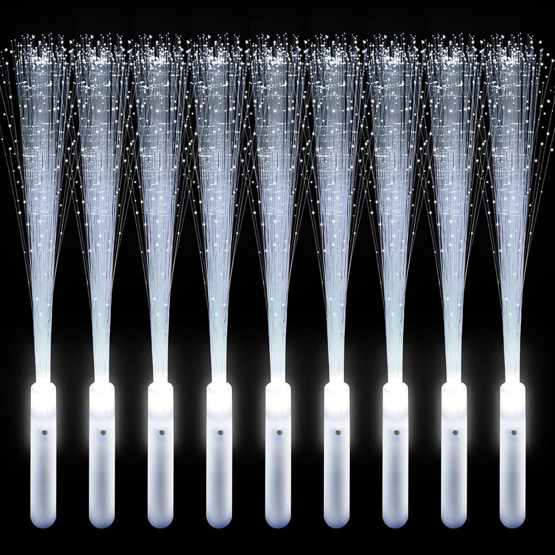 68 Pieces LED Fiber Optic Wand Bulk White Wedding Lights Glow Sticks Fairys Stick Sparklers Super Bright Light Up Magic Rod with 3 Light Modes for Birthday, Wedding, Light Shows, EDM Music Festivals
