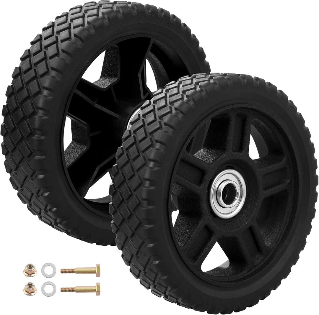 HQPASFY 6 Inch Lawn Mower Wheels 2 Pack 6" Push Lawn Mower Wheels with Bolts & Nuts kits Fit Most Standard Push Lawn Mowers Garden Trucks Garden Carts Generator Hand Trucks Lawn Tractors (6"1.5")
