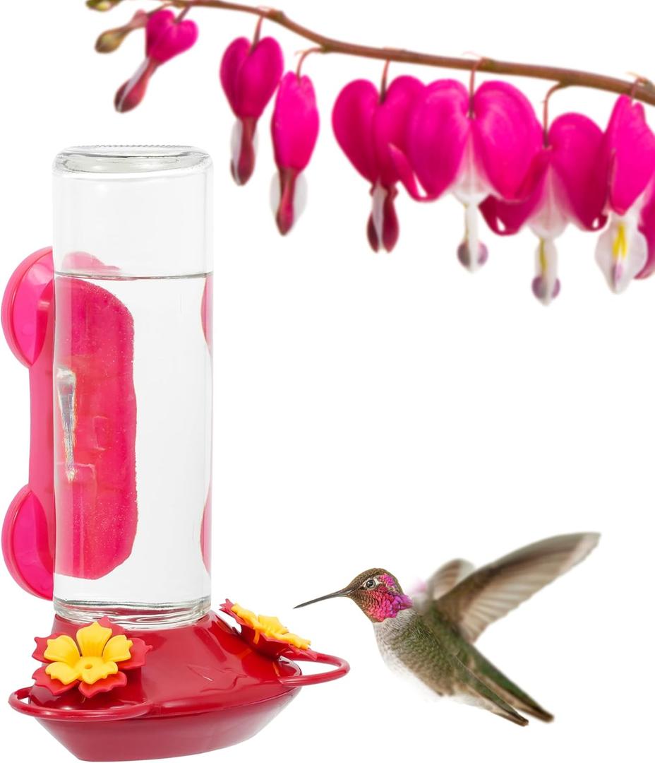 Perky-Pet Window-Mounted Glass Hummingbird Feeder - 14 fl oz Nectar Capacity - Entertaining Bird Watching - Glass Window Bird Feeder - 455-2 - Family Birdwatching
