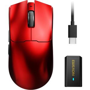 S9 Ultra Wireless Gaming Mouse, 59G Ergonomic Computer Mouse, Triple Modes, 8K Polling, PAW3950 42K DPI Optical Sensor, Kailh Switch, 250h Battery Life, Programmable for PC/Win/Mac(Red)