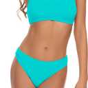 Beautikini Period Swimwear for Teens Two Piece Leakproof Menstrual Bikini Swimsuit Sporty Bathing Suits for Girls Women (X-Small, Blue Curacao)