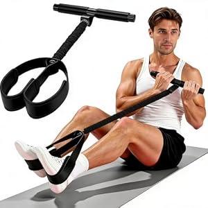Pedal Resistance Band, Portable Tummy Trimmer Exercise Equipment for Home Gym, Full Body Core Workout Trainer for Abs, Arms, Legs, Back, Glutes Ideal for Men, Women & Postpartum Recovery (Black)