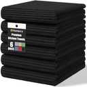 Homaxy Premium Kitchen Towels (18"x 28", 3 Pack), Large 100% Cotton Kitchen Hand Towels, Ultra Absorbent Ribbed Terry Tea Towels Set with Hanging Loop, Black
