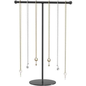 Metal T-Bar Necklace Holder Stand, Necklace Hanging Display Stand, Tabletop Jewelry Organizer Stand for Necklace Bracelet Earring Display (Black With Metal Base)