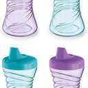 NUK Fun Grips Hard Spout Sippy Cup 10 oz. | Easy to Hold BPA Free Spill Proof Toddler Cup 4pk (Teal/Purple)