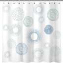 Sunlit Design Water Repellent Fabric Shower Curtain Light Blue Green Fireworks and Tree Modern Neat Printed Curtain White, 71"L x 71"W