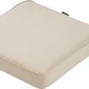 Classic Accessories Montlake Water-Resistant 19 x 19 x 3 Inch Square Outdoor Seat Cushion, Patio Furniture Chair Cushion, Antique Beige, Outdoor Cushion Cover