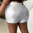 Floerns Women's Plus Size Tassel Trim PU Leather High Waist Straight Leg Mini Shorts (XX-Large Plus)