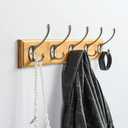 Wall Mount Bamboo Coat Rack, 17 Inch 5 Double Hooks, Natural