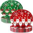 Oigco 30 Count Christmas Oval Paper Plates Large 9" X 11" Christmas Disposable Serving Platters for Holiday Xmas Dinnerware Table Decorations