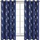 BGment Wavy Navy Blue Blackout Curtains 63 Inch Length 2 Panels Set, Thermal Insulated Privacy Grommet Window Drapes for Kids Boys Bedroom, 52 x 63 Inch