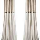 Linen Button Window Curtain Panel, Single, 40" W x 84" L, Linen- Country Curtains - Rustic Decor - Color Block - Modern Farmhouse Curtains, 1 Planel