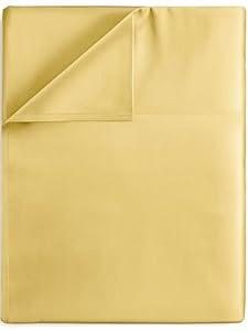 Full Size Flat Sheet - Hotel Quality Top Flat Bed Sheet Only - Ultra-Soft, Comfy Breathable & Cooling - Fade & Wrinkle Free - Easy-Care, Stain & Shrink Resistant Bedding - Easy-Fit & Oeko-Tex - Yellow 