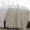 Sanracie Cotton Oversized Queen Bedspread (104 * 106"), Khaki Waffle Weave Quilt Set Farmhouse Shabby Boho Chic Bedding Coverlet Set All Season