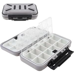 OriGlam Fishing Tackle Storage Box, Double Sided Waterproof 16 Compartments, Tackle Storage Organizer Box, Fishing Lure Box Storage Containers (Gray)