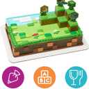 DecoSet Mobs Beware Minecraft Cake Topper, 6-Piece Stackable Cake Decoration, Interlocking 3D Blocks With Characters, Food Safe Birthday Cake Decoration