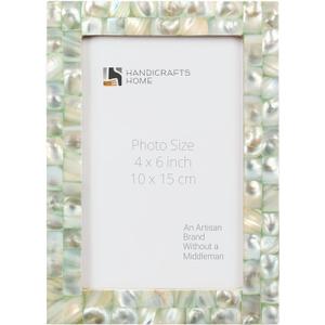 Handicrafts Home 4x6 Picture Frame Mother of Pearl Collection, Handcrafted Photo Frame, Small Picture Frame for Living Room, Wall Decor, Office Desk Decor, Vintage Picture Frames, Gift for her, Thanksgiving gift for friends & Family (MOP-GREEN)