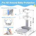 Upgraded Baby Shower Stand with Anti-Pinch Silicone & Anti-Slip Base, Adjustable Height Baby Bath Standing Support, Soporte para Baera de Beb Assist Holder for 6-36 Months Toddler, Ideal Gift, Gray