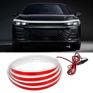Hbxdeco Car Hood Light Strip, 79 Inches Waterproof Flexible LED Strip, Dynamic Scan Start Up Car Daytime Running Lights, Universal Auto Exterior Decor Accessories for Most Vehicles (white, 79 Inches)