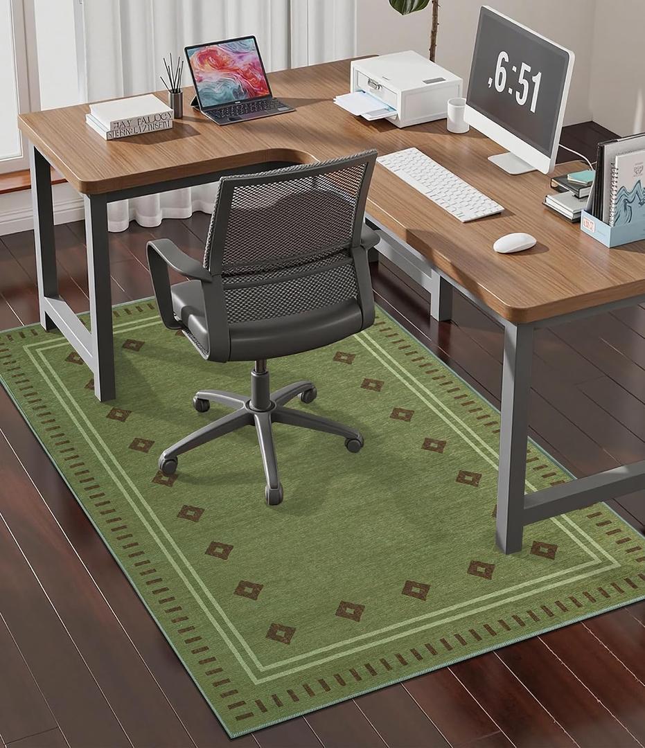 Office Chair Mat for Hardwood Floor, 48"x36" Easy Glide Computer Desk Mat Protector for Rolling Chair Under Desk Rug Nonslip Backing, Machine Wash, (Southwestern Sage)