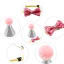 SATINIOR 4 Pieces Cat Birthday Hat Bowtie Small Dog Hat Headband Topper Bowtie Adjustable Cute Puppy Birthday Costume Accessories for Cat Small Medium Pet(Lake Blue and Pink,Style A)