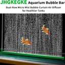 Aquarium Air Bubble Bar, 6.3 Inch Double Row Fine Micro Air Bubble Curtain Wall, Self-Sinking Design High Dissolved Oxygen Diffuser Fish Tank Bubbler for Freshwater Saltwater Hydroponics