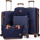 Luggage Sets 5 Piece, Suitcases with Wheels, ABS Hard Case Luggage with TSA Lock Spinner Wheels, Carry On Luggage Set (20/24/28 inch) (Navy)