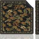 Black and Gold Sea Wave Dragon Mahjong Mat 31.5"x31.5", Oriental Traditional Japanese Non-Slip Mahjong Mat Accessories for Dominoes Poker Card Board and Tile Games Gifts