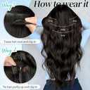 KooKaStyle Clip in Synthetic Hair Extensions Long Wavy 4PCS Thick Hairpieces Dark Brown 6# Fiber Double Weft Natural Hair Extensions 24 Inch for Women