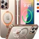 CASEKOO 360 Spin Magnetic Stand for iPhone 16 Pro Case Desert Titanium [Compatible with Magsafe][16FT Military Protection] Slim Smooth Hand-Polished Frame Titanium Alloy Sturdy Stand 6.3'', Rose Gold