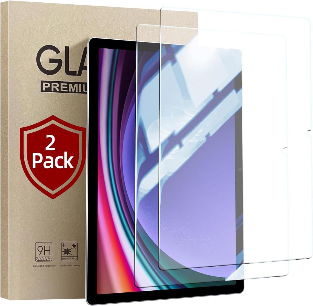 JUQITECH 2 Pack Screen Protector for Samsung Galaxy Tab S9 FE 10.9 Inch S9 S8 S7 11 Inch, 9H Hardness HD Clear Screen Tempered Glass Film for Tab 10.9" 11" (2023/2022/2020)