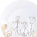 White/Gold Tulip Organic Plates Combo - Plastic - Case Pack of 96 - For Parties, Catering & Special Events, 10 x 7.5 Inches