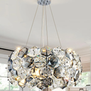 IBBIBABO 12-Light Modern Crystal Chandelier, Stainless Steel Ceiling Light Fixture for Dining Room, Living Room, Bedroom - E12 Base & Easy Install, Luxury Home Decor Chrome Ceiling Lighting