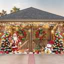aqwtihaj 7 x 16 ft Christmas Garage Door Banner Decorations Rustic Barn Wood Door Christmas Garage Door Cover Large Xmas Santa Claus Snowman Wall Door Backdrop for Xmas Winter Indoor Outdoor Decor
