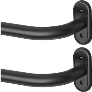 2 Pack Black Curtain Rods for Windows 28 to 48 Inch, Wrap Around Heavy Duty Blackout Window Treatment Rods, 1'' Adjustable Curved Drapery Rod for Indoor Outdoor, All Metal, Aluminium Bracket