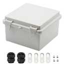 Zulkit Junction Box ABS Plastic Dustproof Waterproof IP65 Electrical Boxes Hinged Shell Outdoor Universal Project Enclosure with 2 Cable Glands 5.9 x 5.9 x 3.5 inch (150x150x90 mm)