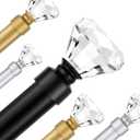 2 Pack Curtain Rods for Windows 30 to 68 Inches2.5-5.7 Feet, 1 Inch Diameter Adjustable Single Window Rod, Decorative Drapery Rods, Crystal Diamond Finials, Black
