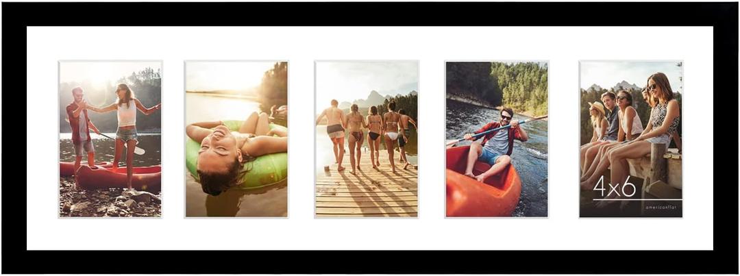 Americanflat 4x6 Collage Picture Frame - Fits 5 - Engineered Wood - Black, 8x24