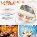 Lunch Bag for Women Insulated For Men PU leather Small Office Work lunch with Chenille Letters Leakproof Freezable Cooler Reusable Portable Box (White)