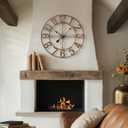 30 Inch Large Wall Clock, Decorative Wall Clock for Living Room Decor, Silent Non-Ticking Battery Operated Metal Round Retro Rustic Arabic Numerals Analog Bronze Clock for Kitchen Mantel Office