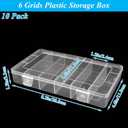 10 Pack 6 Grids Tackle Box Organizer, Clear Fishing Tackle Boxes, Clear Organizer Box with Dividers, Plastic Storage Organizer Container for Crafts, Beads, Earrings, Screws, Nail, Pins