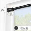 Kenney Rogers Twist & Fit Tension Window Curtain Rod, No Tools Installation, 5/8" Diameter, Adjustable 4884", Black