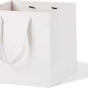 White Paper Gift Bag 4 x 4 Gift Box Small Square Bottom Paper Bags with Handles for Wedding Baby Shower Birthday Party (White, 4 x 4 x 4 in, 10 CT)