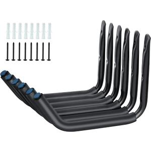 WMK 120 lbs Kayak Storage Racks, 6 Pack Wall Mount Kayak Hooks, 15'' Garage Storage Hangers for Hanging Canoe Surfboard Snowboard Paddle Board Ladder Bike