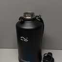 Swigina [2-IN-1 LID] Gallon Insulated Water Bottle with Silicone Boot (48hrs Cold/24hrs Hot) - DIY Stickers, Leakproof, BPA Free, 128 oz (Black)