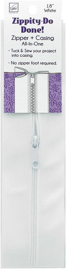 Zippity Do Done 18" White zipper with pull