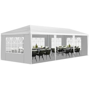 10 * 30FT Wedding Tent with 5 Removable Sidewalls,Outdoor Event Shelter Use for Party,Wedding,Marketplace