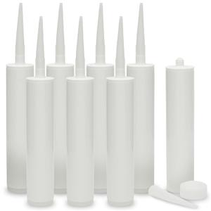 Bright Creations Pack of 8 Empty Caulk Tubes  11 Oz Refillable Cartridges  Tile & Grout Sealant with Grout Dispenser  Reusable Design & Refillable Caulk Tubes  8.4 x 1.9 in