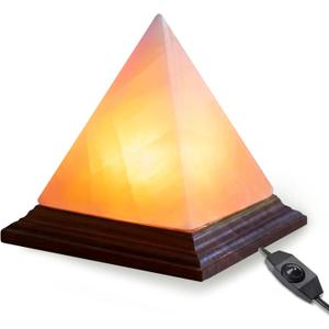 Himalayan Pink Salt Pyramid Lamp 7 Inch Tall with Dimmer Switch, Handcrafted Natural Crystal Salt Lamp, Warm Yellow Glow Night Light for Bedroom, Office & Home Decor Gift